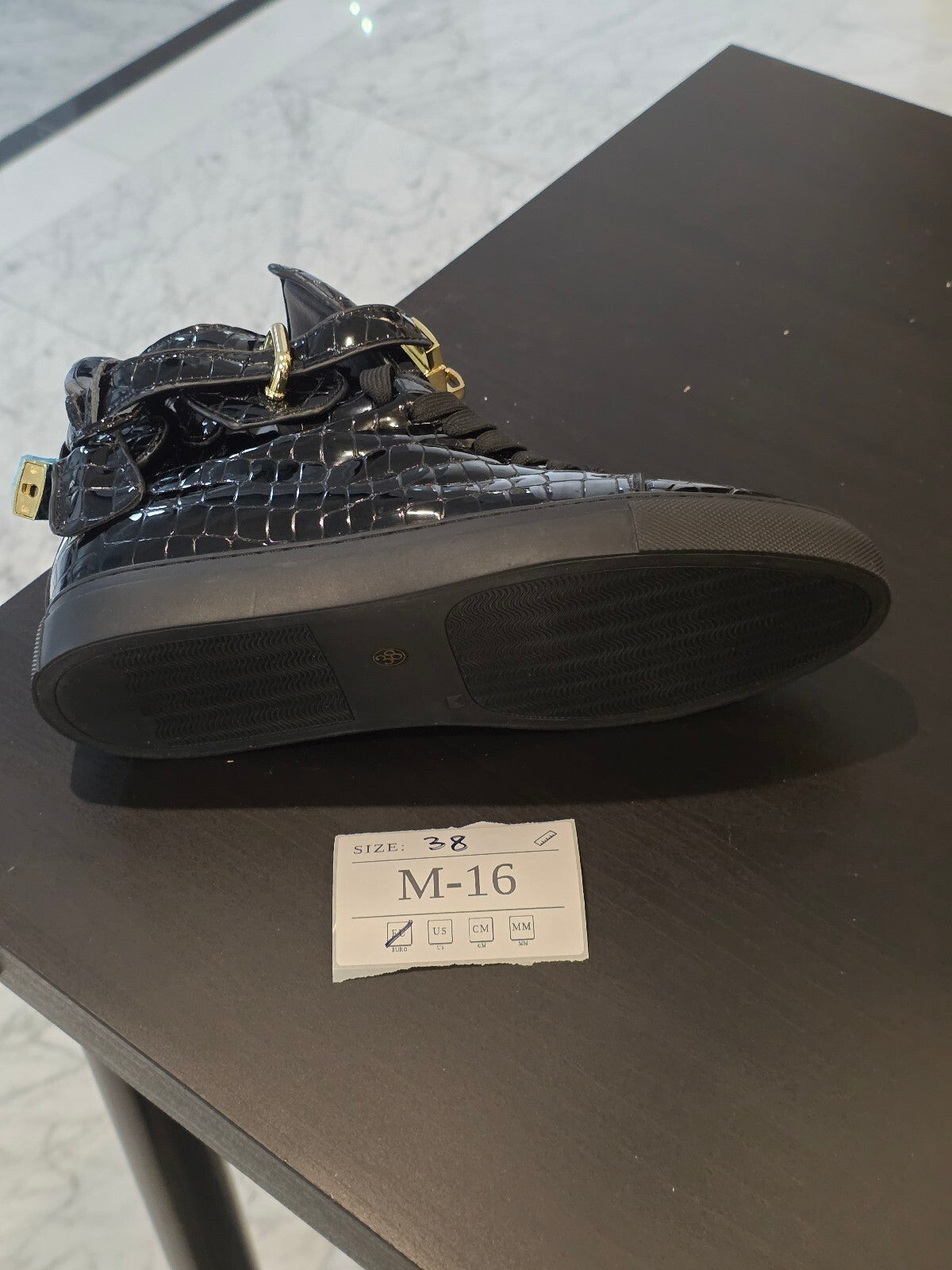 Men's Black Croc-Embossed High-Top Sneakers