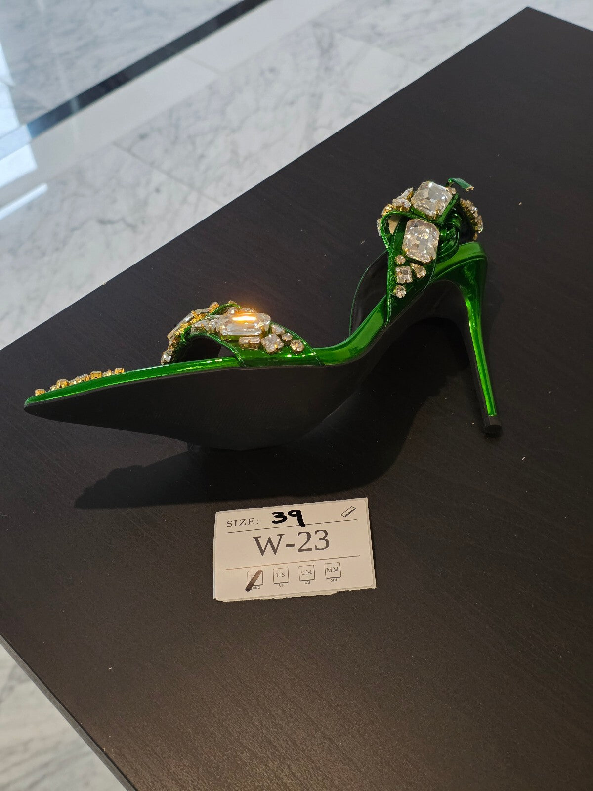 Emerald Green Rhinestone Embellished Heels