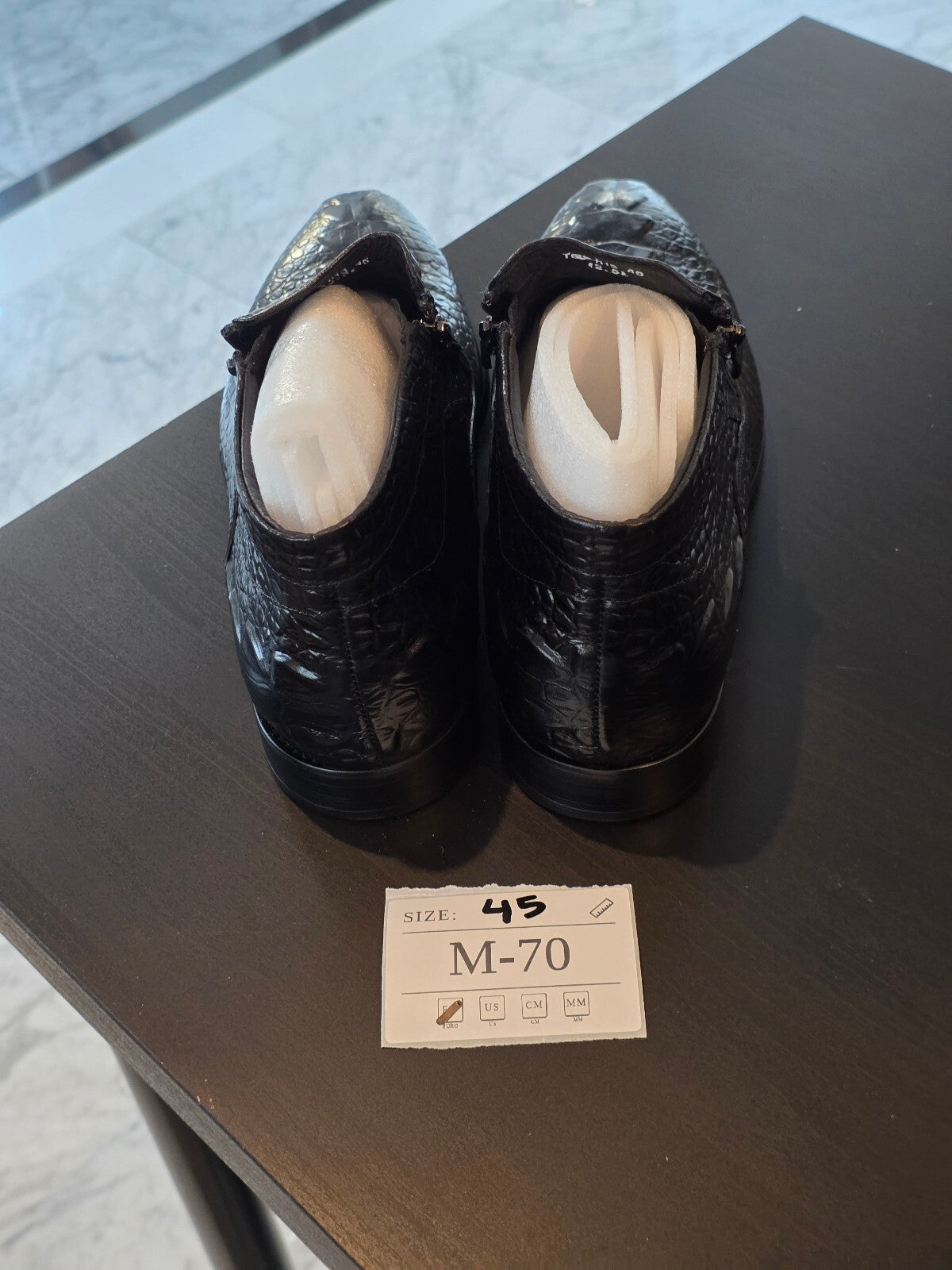 Men's Black Croc-Embossed Leather Ankle Boots